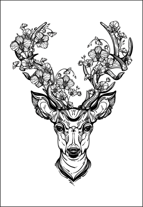 1 (16) Herbal Tattoo Stickers | Floral Majesty Deer Tattoo- XLM-0053