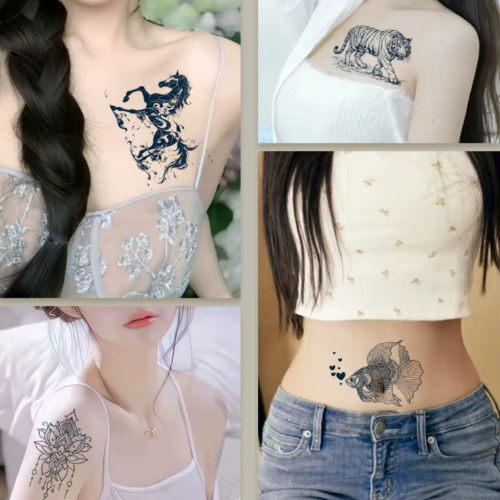 Herbal Tattoo Stickers | Blooming Peony with Butterflies Tattoo - GZ-255