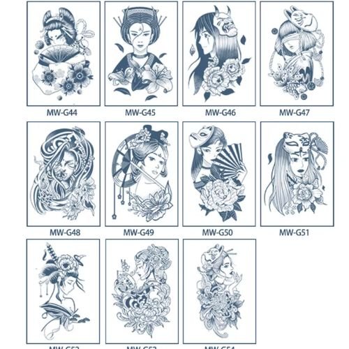 Herbal Tattoo Stickers | Serenity of the Samurai Geisha - WM-G52