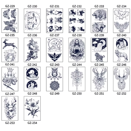 Herbal Tattoo Stickers | Blooming Peony with Butterflies Tattoo - GZ-255