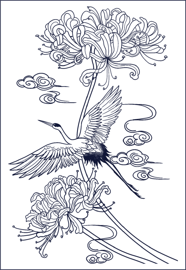 Herbal Tattoo Stickers | Celestial Crane and Spider Lily Elegance- GZ-060