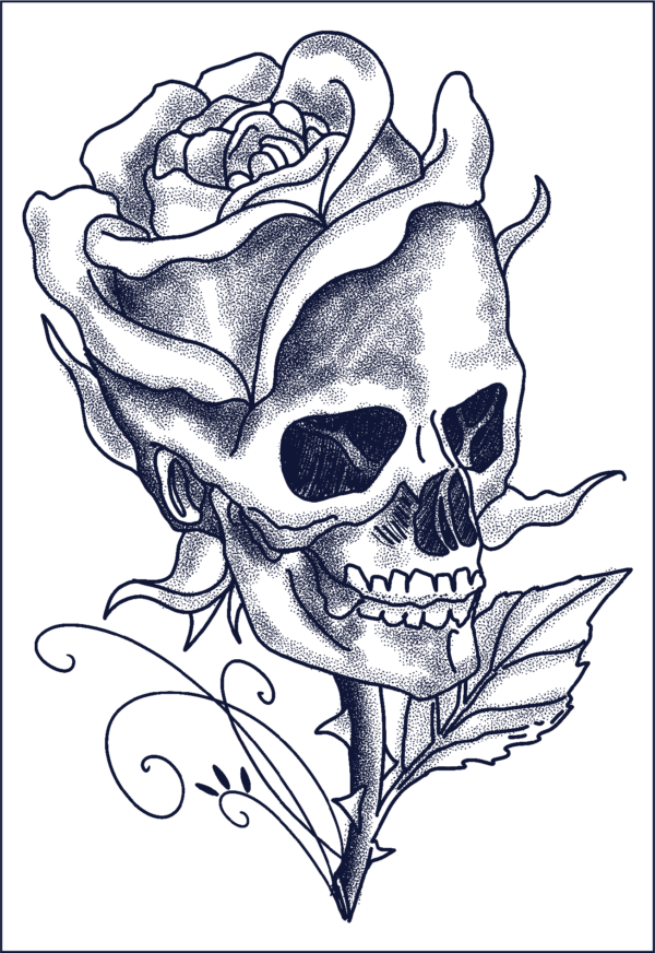 Herbal Tattoo Stickers | Blooming Skull of Mortality - GZ-099