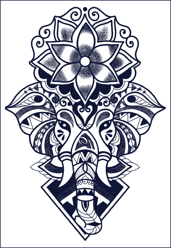 Herbal Tattoo Stickers | Mandala Elephant- GZ-131 Herbal Tattoo Stickers | Mandala Elephant- GZ-131