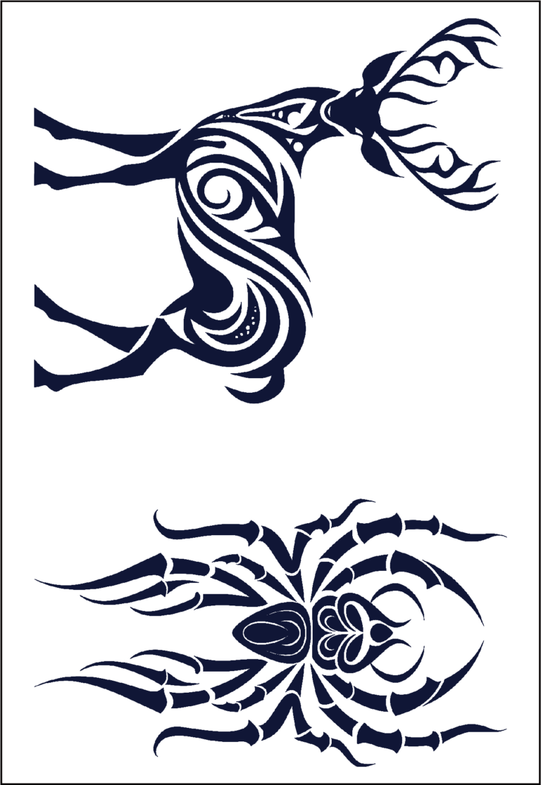 Herbal Tattoo Stickers | Tribal Deer and Spider Tattoo - GZ-205