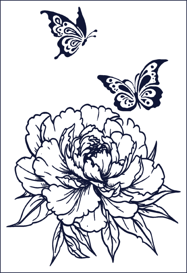 Herbal Tattoo Stickers | Blooming Peony with Butterflies Tattoo - GZ-255