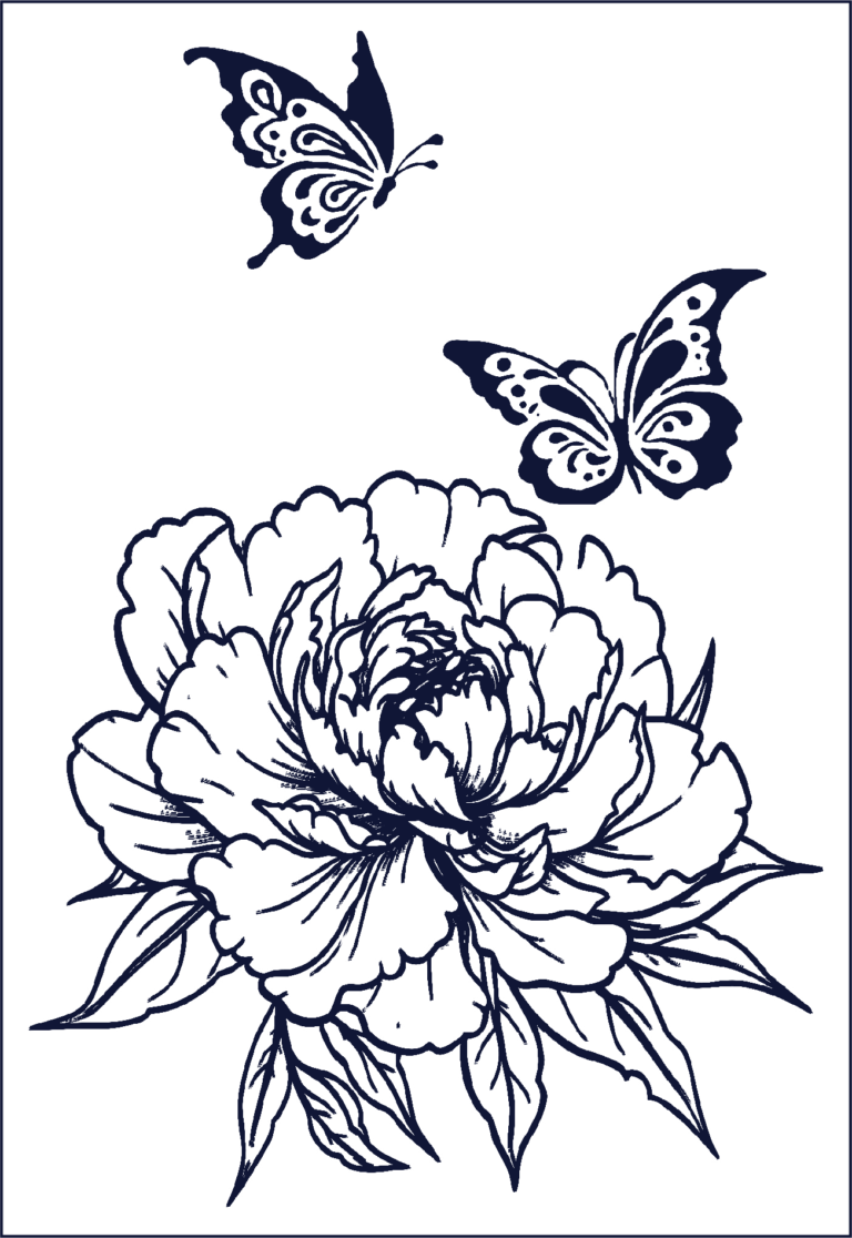 Herbal Tattoo Stickers | Blooming Peony with Butterflies Tattoo - GZ-255