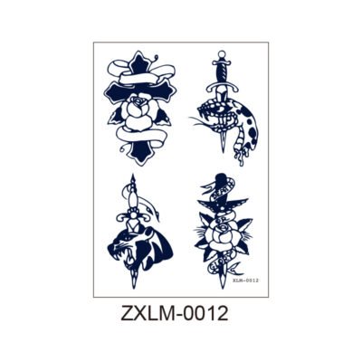 Herbal Tattoo Stickers | Classic Dagger & Rose ZXLM-0012