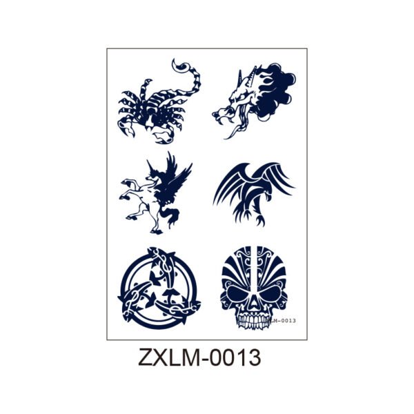 SKU-13-ZXLM-0013 Herbal Tattoo Stickers | Mythical Beasts & Tribal Series ZXLM-0013