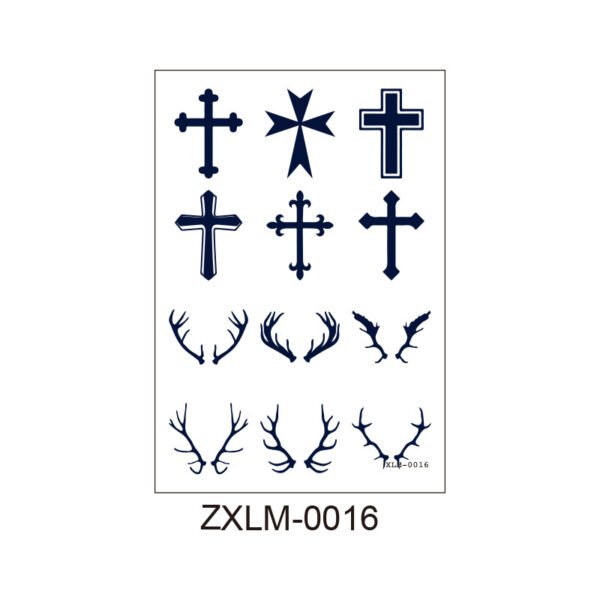 Herbal Tattoo Stickers | Cross & Antlers Symbolic Series ZXLM-0016