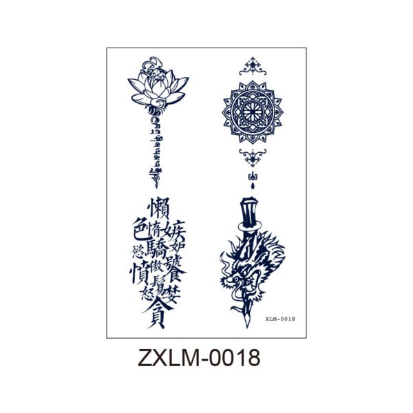 Herbal Tattoo Stickers | Mystic Dragon & Mandala Series ZXLM-0018