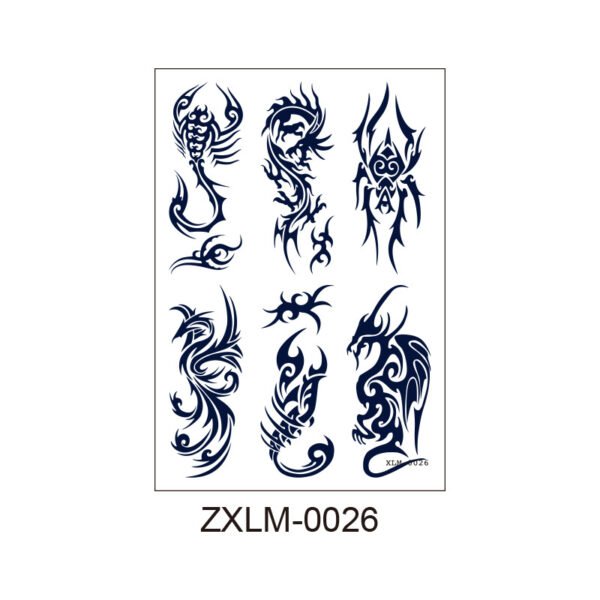 SKU-26-ZXLM-0026 Herbal Tattoo Stickers | Tribal Dragon & Scorpion Series ZXLM-0026