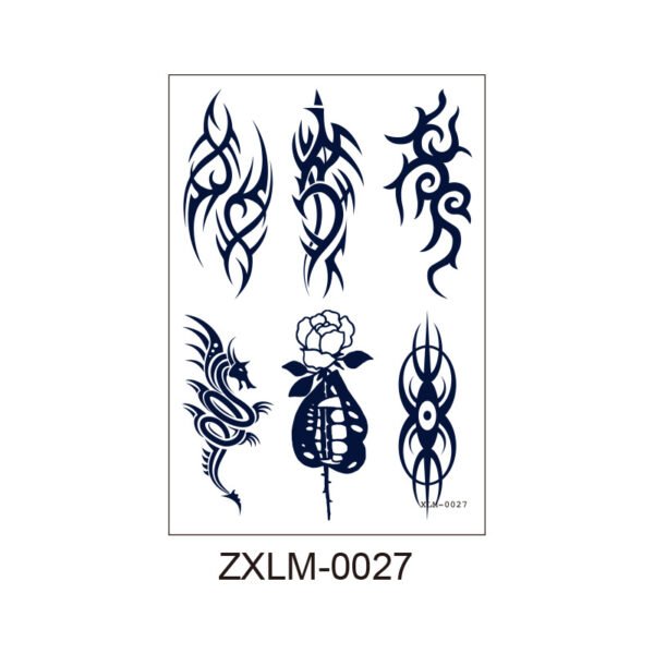 Herbal Tattoo Stickers | Tribal Dragon & Skull Rose Series ZXLM-0027