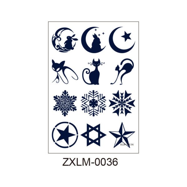SKU-36-ZXLM-0036 Herbal Tattoo Stickers | Mystical Moon & Cat Series ZXLM-0036