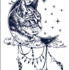Herbal Tattoo Stickers | Mystic Moon Cat Tattoo - XLM-0098