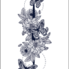 Herbal Tattoo Stickers | Floral Butterfly Symphony Tattoo - XLM-0110