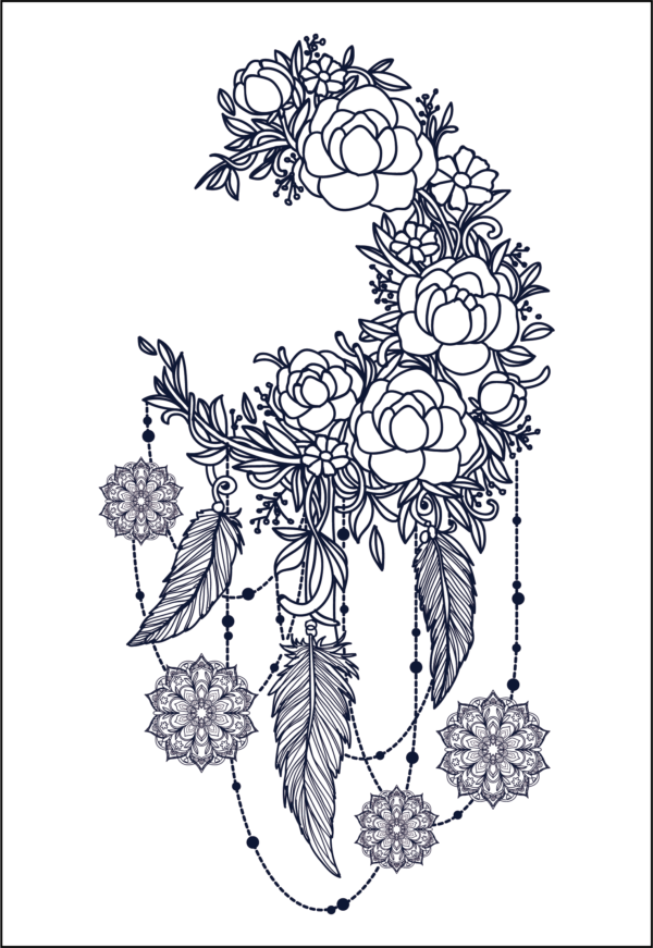 Herbal Tattoo Stickers | Boho Floral Dreamcatcher Tattoo - XLM-0111