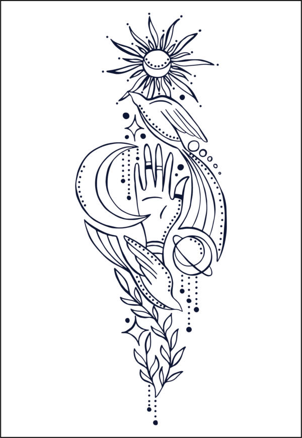Herbal Tattoo Stickers | Celestial Serenity Tattoo - XLM-0077