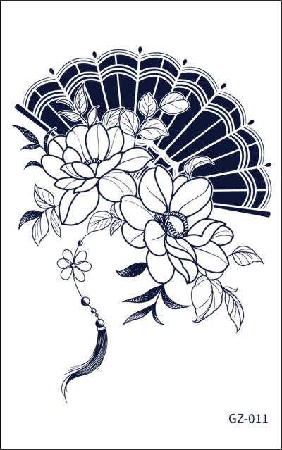 Herbal Tattoo Stickers | Floral Elegance Fan- GZ-011