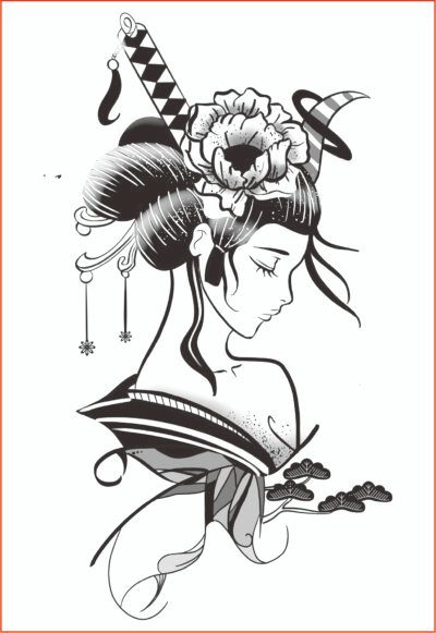 Herbal Tattoo Stickers | Serenity of the Samurai Geisha - WM-G52