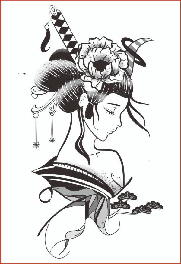 Herbal Tattoo Stickers | Serenity of the Samurai Geisha - WM-G52
