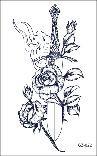 Herbal Tattoo Stickers | Blade of Blooming Strength- GZ-022