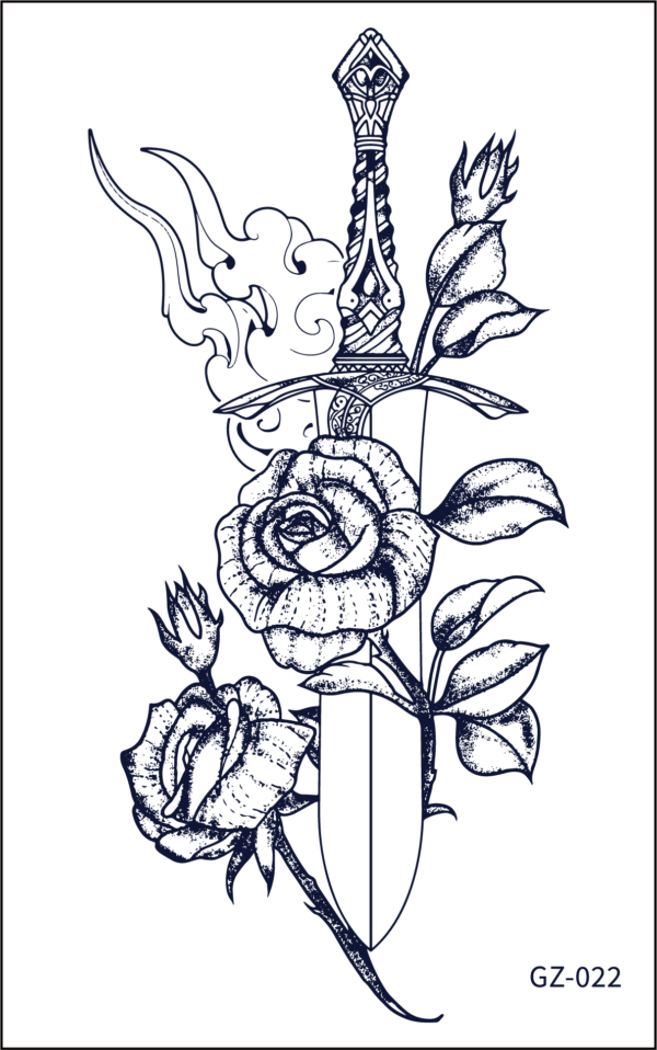 Herbal Tattoo Stickers | Blade of Blooming Strength- GZ-022