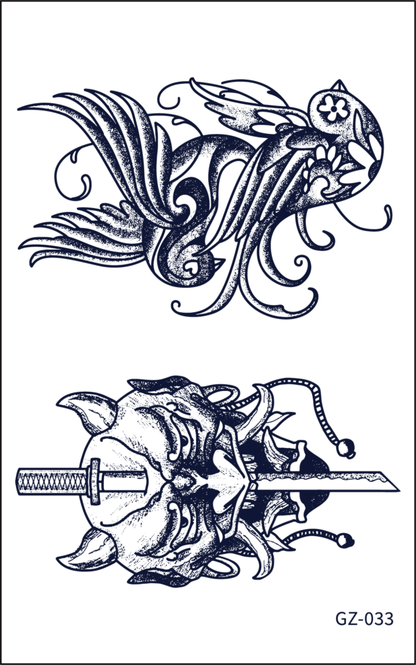 Herbal Tattoo Stickers | Duality of Strength and Grace- GZ-033