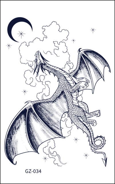 Herbal Tattoo Stickers | Celestial Dragon Flight- GZ-034