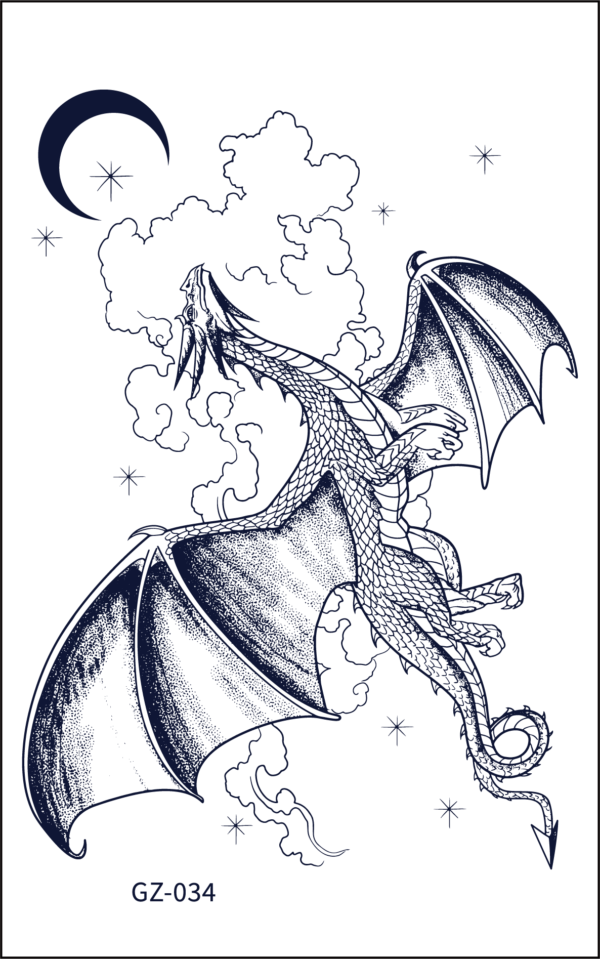 Herbal Tattoo Stickers | Celestial Dragon Flight- GZ-034