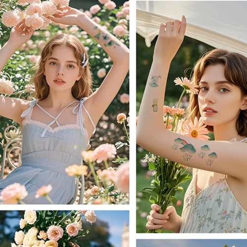 Elegant Floral & Script Temporary Tattoos – SYB-136 🌿