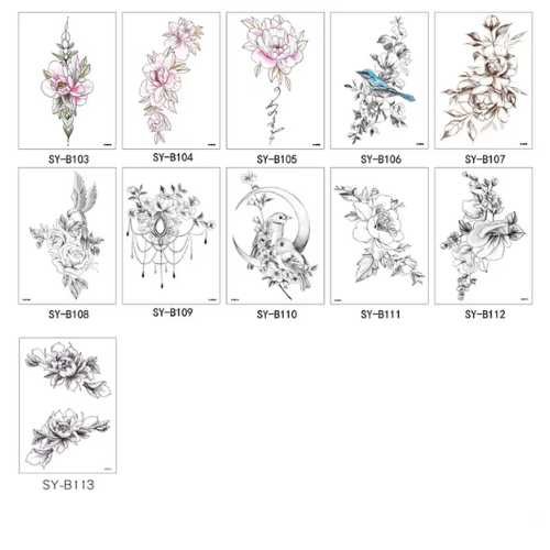 Floral Jewel Chandelier Henna Tattoo Sticker - SY-B109