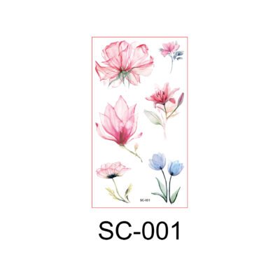 Watercolor Blossoms – Delicate Floral Tattoo Sticker Set - SC-001
