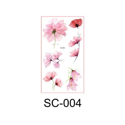 Whispering Petals – Watercolor Floral Tattoo Sticker Set - SC-004