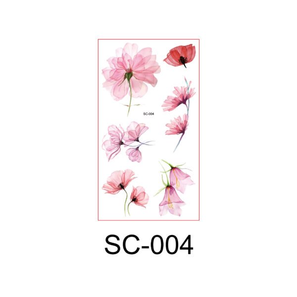 Whispering Petals – Watercolor Floral Tattoo Sticker Set - SC-004
