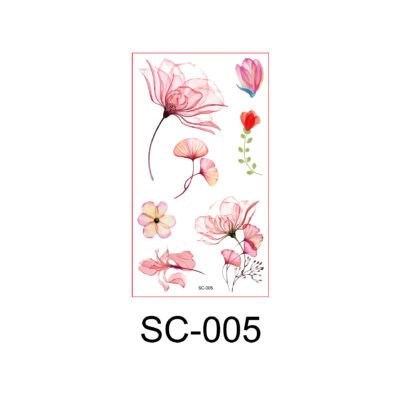 Blushing Blooms – Watercolor Floral Tattoo Sticker Set - SC-005