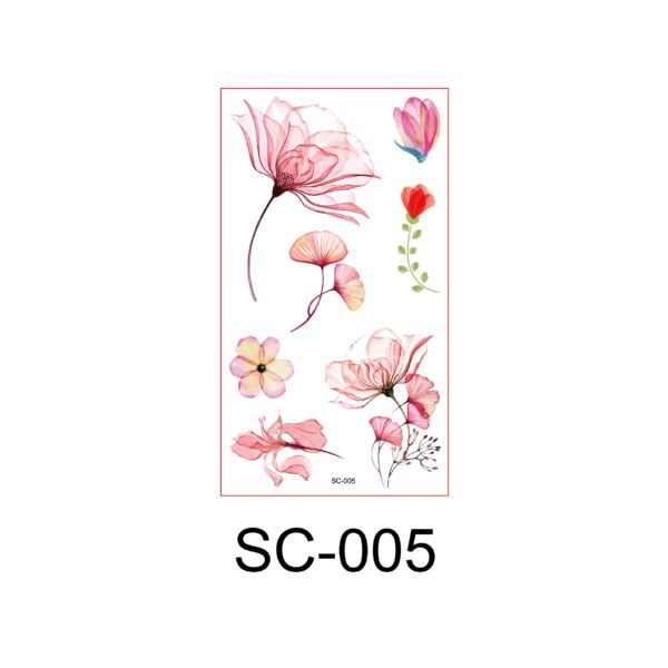 Blushing Blooms – Watercolor Floral Tattoo Sticker Set - SC-005 Blushing Blooms – Watercolor Floral Tattoo Sticker Set - SC-005