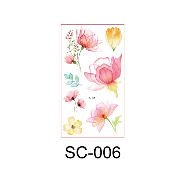 Golden Glow – Watercolor Floral Tattoo Sticker Set - SC-006 Golden Glow – Watercolor Floral Tattoo Sticker Set - SC-006