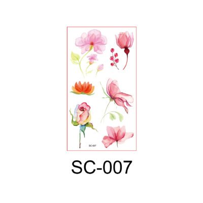 Blooming Harmony – Watercolor Floral Tattoo Sticker Set - SC-007