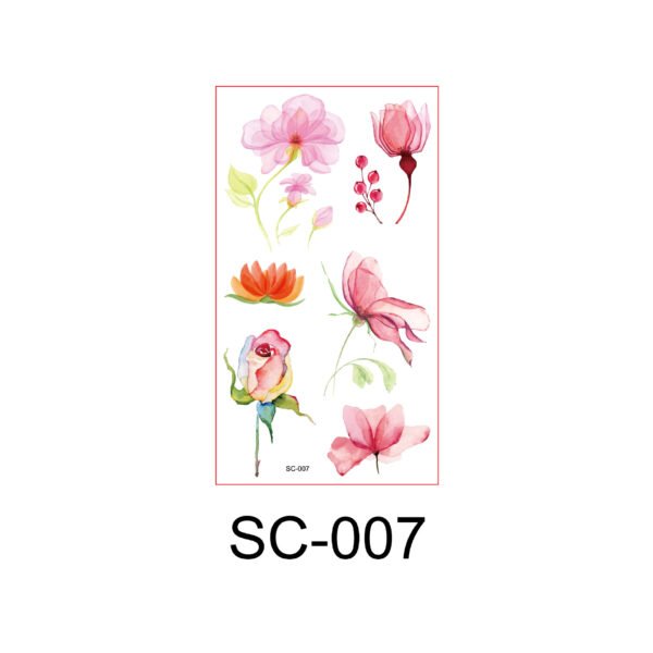 Blooming Harmony – Watercolor Floral Tattoo Sticker Set - SC-007 Blooming Harmony – Watercolor Floral Tattoo Sticker Set - SC-007