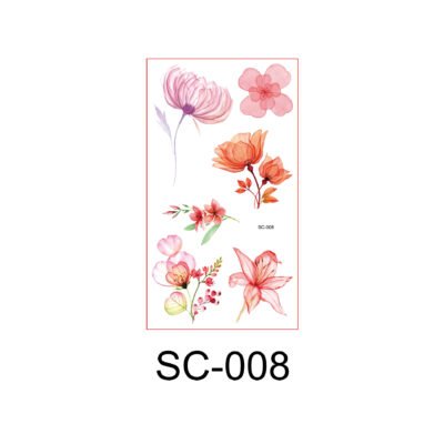 Sunset Petals – Watercolor Floral Tattoo Sticker Set - SC-008