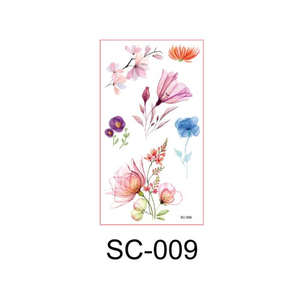 Wild Bloom – Watercolor Floral Tattoo Stickers - SC-009