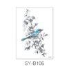 Bluebird & Floral Henna Tattoo Sticker - SY-B106