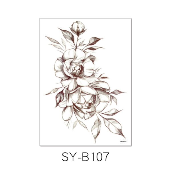 Vintage Rose Sketch Henna Tattoo Sticker - SY-B107