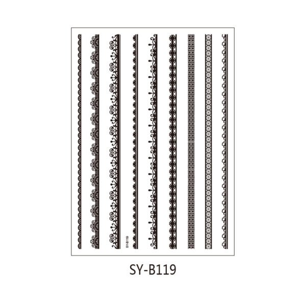 Elegant Lace Border Henna Tattoo Stickers - SY-B119 Elegant Lace Border Henna Tattoo Stickers - SY-B119