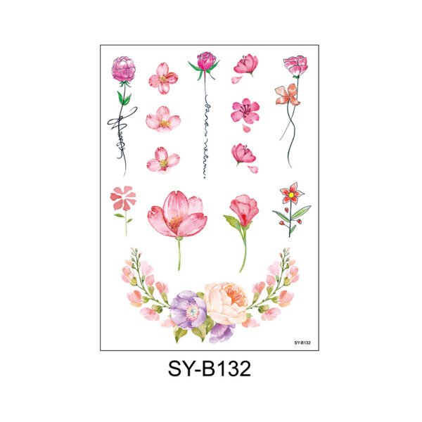 Floral Bliss – Delicate Watercolor Temporary Tattoos - SY-B132