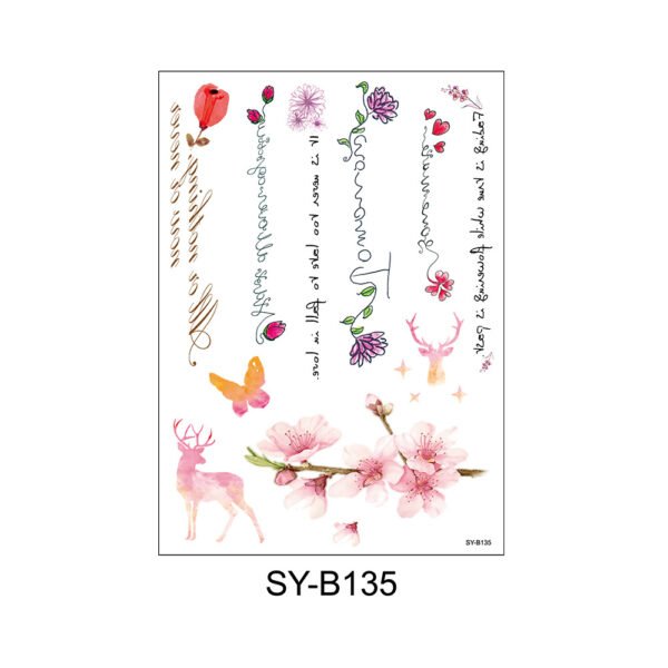 Enchanted Nature – Floral & Script Temporary Tattoos- SY-B135
