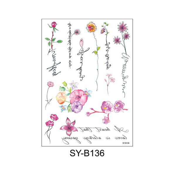 Elegant Floral & Script Temporary Tattoos – SY-B136 🌿