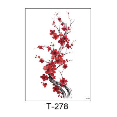 Crimson Blossom – Cherry Blossom Tattoo Sticker - T-278