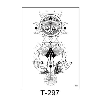 Mystic Transformation – Celestial Moth & Moon Phases Tattoo Sticker - T-297