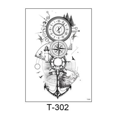 Timeless Journey – Nautical & Compass Tattoo Sticker - T-302